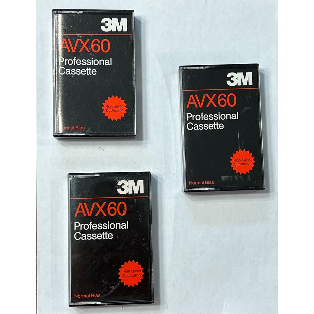 3M AVX60 Professional Cassette‎ Tapes Lot of 3 Unused Blank Normal Bias Audio
